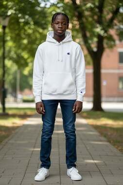 Champion Reverse Weave White Hoodie Men's Size Small